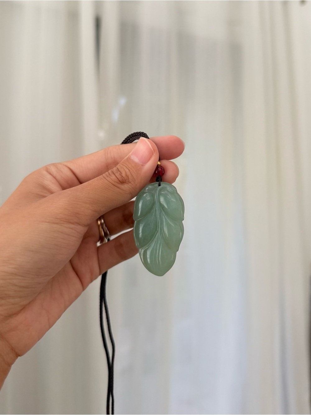 Natural Grade A Jade Green Leaf Jade Pendant Necklace